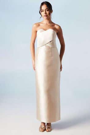 Coast Bandeau Twill Bow Back Bridesmaids Dress in Champagne at Nordstrom, Size 12