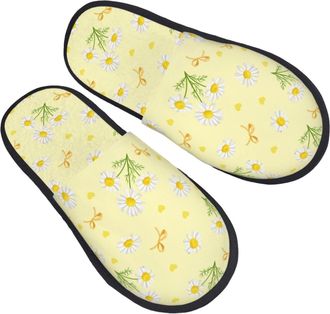 Generic Cute Daisy Print Unisex House Shoes Warm House Slippers Lightweight Sliders For Winter Bedroom Indoor M