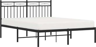 vidaXL Estructura Cama Sin Colch&oacute;n Con Cabecero Metal Negro 135x190 Cm Vidaxl
