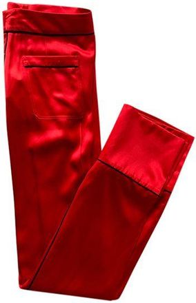 Alexander McQueen Red Silk Pants with Contrast Piping Size L