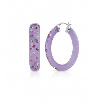 Gold & Honey Womens Large Oval Confetti Hoop Earrings In Purple