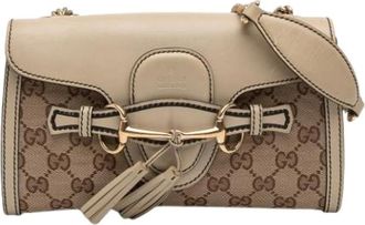 Gucci Pre-owned Cross Body Bags, female, Beige, Size: ONE SIZE Pre-owned Vintage Canvas Crossbody Bag