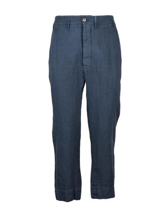 Vivienne Westwood Tapered Linen Chino Trousers With High Waist And Functional Pockets