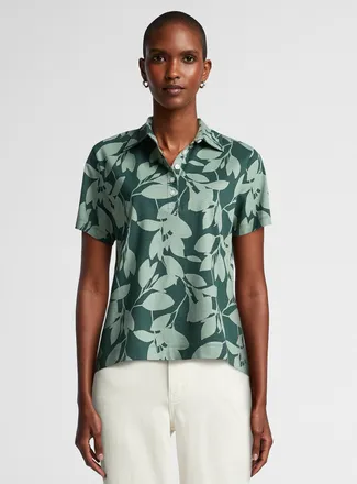 Contemporaine Womens Patterned jersey short-sleeve Polo Shirt shirt