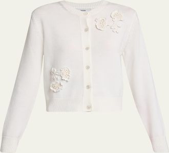 Erdem Floral Applique Wool Knit Cardigan