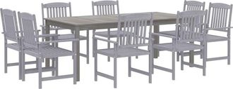vidaXL Juego De Comedor Para Jard&iacute;n 9 Piezas Madera Maciza Acacia Gris Vidaxl