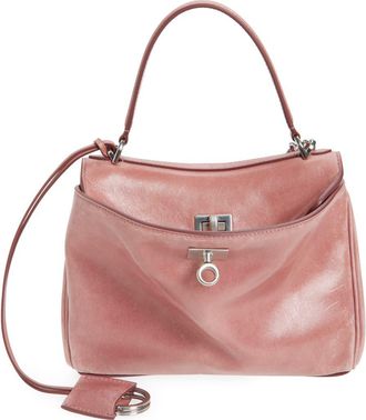 Balenciaga Mini Rodeo Lambskin Leather Top Handle Bag in Rose Quartz at Nordstrom