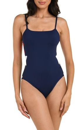 La Blanca Americana Lingerie One-Piece Swimsuit in Blue Multi at Nordstrom, Size 12