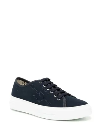 Ferragamo Logo-Print Canvas Sneaker - Navy