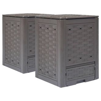 vidaXL Compostador De Jard&iacute;n 2 Uds Pl&aacute;stico Rat&aacute;n 60x60x83 Cm 600 L Vidaxl