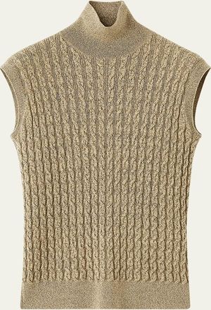 Loro Piana Bihar Turtleneck Sleeveless Cashmere Sweater