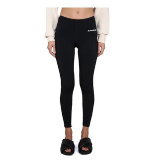Jil Sander Leggings, female, Black, Size: M Logo Leggings
