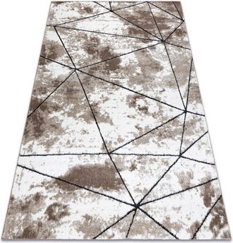 RugsX Rugsx - Alfombra Moderna Cozy Polygons, Geom&eacute;trico, Triangulos - Structural Dos Niveles De Vell&oacute;n Marr&oacute;n Brown 80x150 Cm