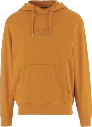C.P. Company Cotton Sweatshirt with Logo - male - C.P. Company - Hoodies - Orange - L - Sweatshirts & Hoodies