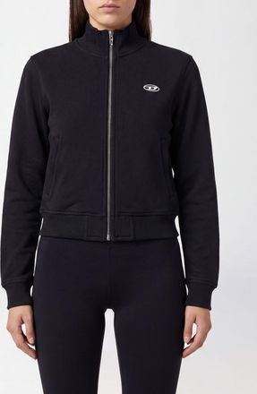 Diesel Felpa slim fit in cotone con zip, collo a dolcevita e logo Oval D