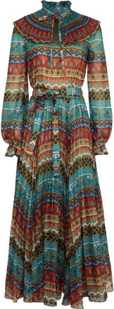 La DoubleJ Nefertiti Midi Jurk - Dames - Maxi kleedjes - Groen - XS - Polyester - Kleedjes