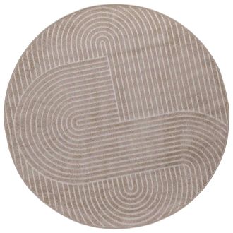 vidaXL Alfombras De &Aacute;rea Redondo Palmeras Beige &Oslash; 120 Cm Poli&eacute;ster Vidaxl
