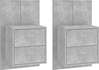 vidaXL Mesitas de noche de pared 2 unidades color gris hormigón Vidaxl