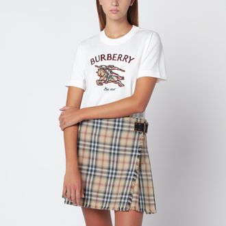 Burberry T-shirt girocollo in cotone con Knight Check