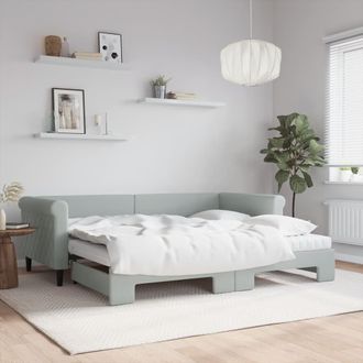 vidaXL Vidaxl - Sof&aacute; Cama Nido Con Colch&oacute;n Terciopelo Gris Claro 90x200 Cm