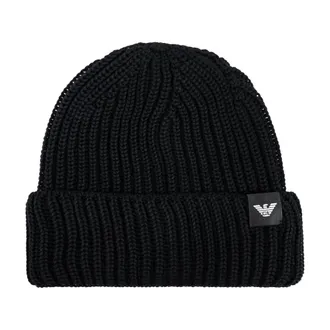 Emporio Armani Beanies, male, Black, Size: M Wool Beanie