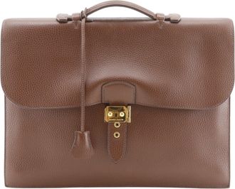 Herm&egrave;s Sac A Depeche Brown Fjord Leather Briefcase (Pre-Owned)