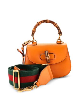 Gucci Bamboo 1947 Top Handle Bag Leather Mini shoulder bag - women - Calf Leather/Bamboo/Leather - One Size - Orange