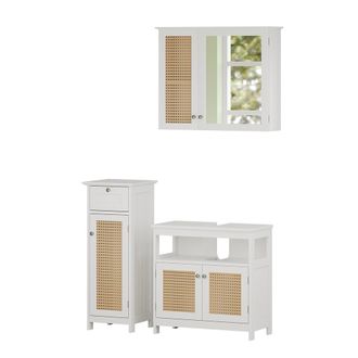 Vicco Conjunto De Muebles De Ba&ntilde;o Rosario, Blanco, 3 Piezas, Con Mueble Alto