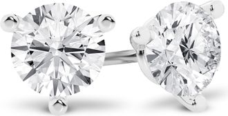 Grown Brilliance 14K White Gold IGI Certified 0.50 Carat Round Cut Lab Grown Diamond Stud Earrings, VS Clarity, E-F Color, Screw Back