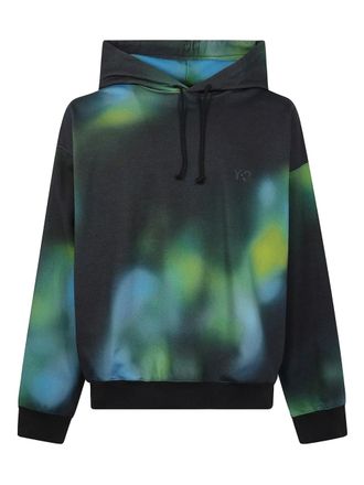 Yohji Yamamoto AOP hoodie - unisex - Recycled Polyester/Cotton - M - Black