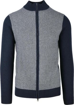 LUIGI BORRELLI NAPOLI cardigan - Heren - Vesten - Blauw - S - Wol - Truien & Vesten