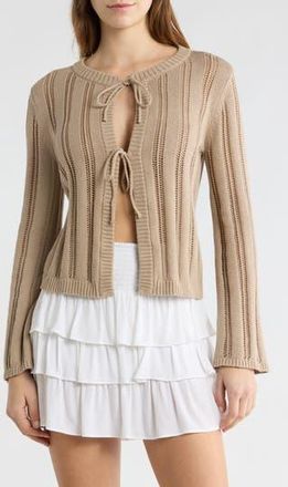 Abound Tie Front Cardigan in Tan Savannah at Nordstrom Rack, Size X-Large