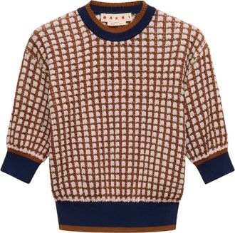 Marni Textured Cropped Sweater with Puff Sleeves