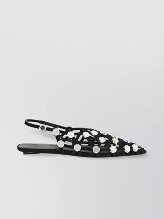 The Attico leather studded cutout ballerina flats