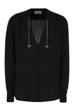Elisabetta Franchi Georgette Shirt With Charms And Logo