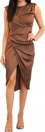 DO+BE Collection Byron Cap Sleeve Satin Dress In Mocha