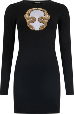 Roberto Cavalli Mini Jurk met Gouden Borduurwerk - Dames - Feestkleedjes - Zwart - M - Kleedjes