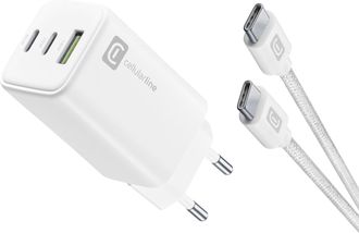 C&A Cellularline Achkitc2cgan65tabw Cargador De Dispositivo M&oacute;vil Port&aacute;til, Smartphone, Tableta Blanco Corriente Alterna Carga R&aacute;pida Interior