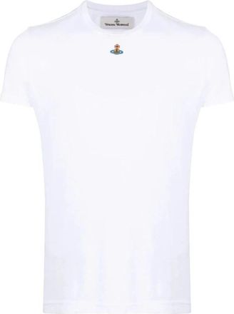 Vivienne Westwood Handtekening Orb Katoenen T-Shirt - Dames - T-shirts - Wit - M - Katoen - Tops