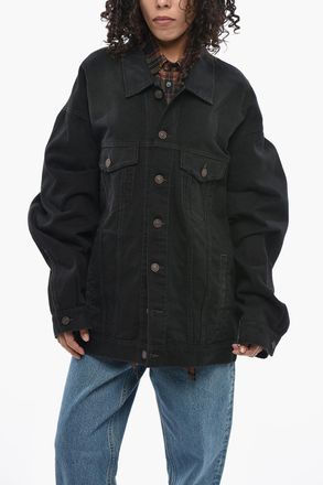 Balenciaga Oversized Denim Jacket with Logo Buttons Balenciaga
