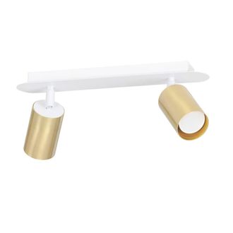 Wonderlamp Regleta elegante con 2 focos dorados orientables y estructura blanca