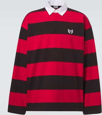 Balenciaga Oversized striped cotton jersey polo shirt