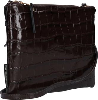 Fred De La Bretoniere Bregje Crossbody Croco Print Leer - Dames - Schoudertassen - Bruin - ONE Size - Leer - Tassen