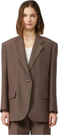 Max Mara Jassen, Dames, Bruin, L, Leer, Blazer Floc