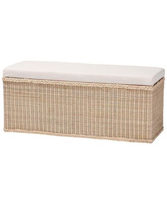 Baxton Studio Barid Braided Rattan Storage Bench With Cushioned Lift-Top Lid