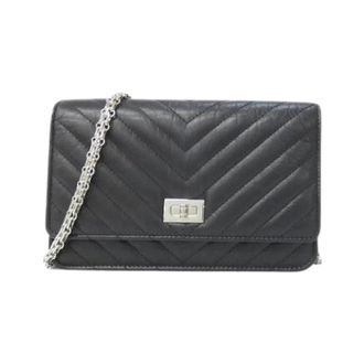 Chanel Pre-owned Calfskin Chain Wallet - Dames - Pre-owned - Zwart - Maat: ONE Size Leer