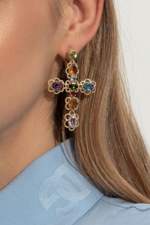 Dolce & Gabbana Clips With Gemstones, Womens, Gold