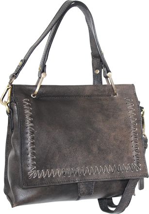 Nino Bossi Aviator Leather Satchel w/ Strap in Black