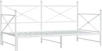 vidaXL Daybed with Trundle without Mattress White 100x190 cm Steel Vidaxl