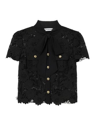 Self Portrait Black Lace Tie Top